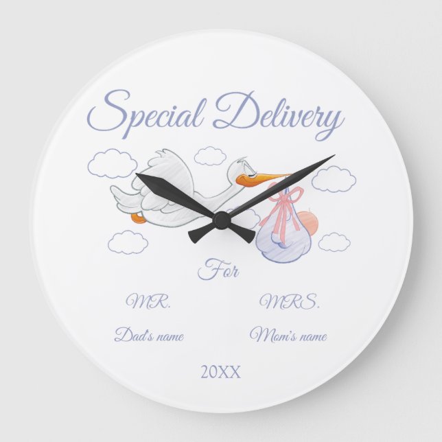 Relógio Grande Chá de fraldas, Pais - a - ser Presente Personaliz (Frente)