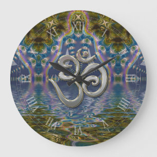 Relógio Grande Chakra Fractal Espiritual Om 