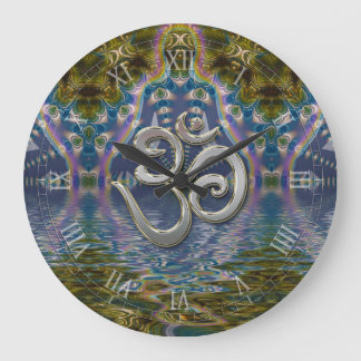 Relógio Grande Chakra Fractal Espiritual Om
