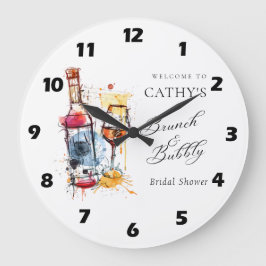 Relógio Grande Champagne Brunch e Bubbly Convite para Chá de Noiv