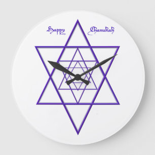 Relógio Grande Chanukah Blue Stars