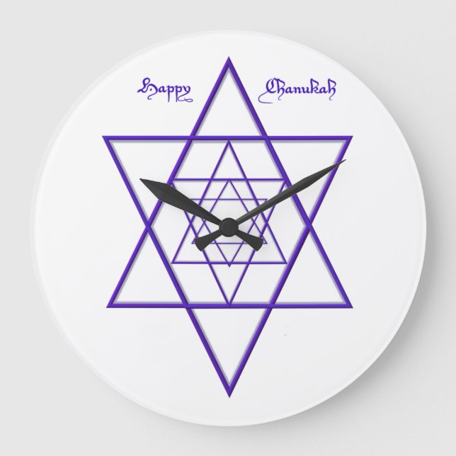 Relógio Grande Chanukah Blue Stars (Frente)