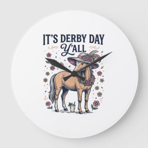 Relógio Grande Chapéu Floral Cavalo Derby Day Y'all