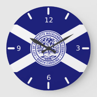 Relógio Grande Charlotte (North Carolina) flag Large Clock