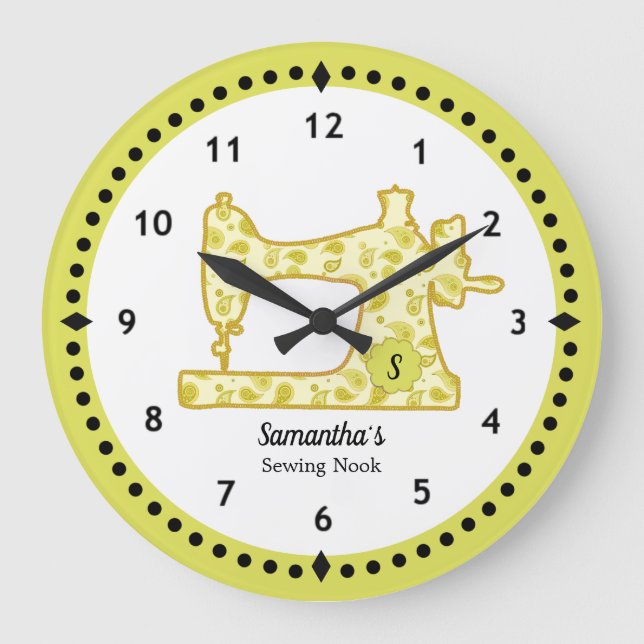 Relógio Grande Chartreuse Paisley Sewing Machine Large Clock (Frente)