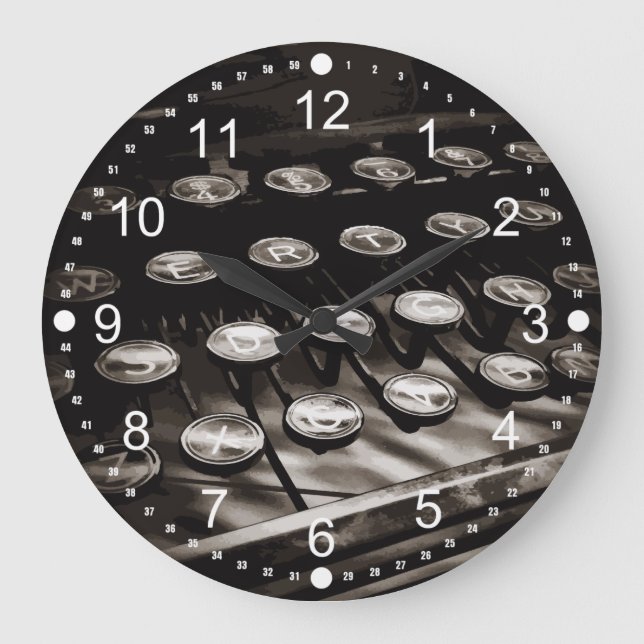 Relógio Grande Chaves de Máquina Antigas a Preto (Frente)