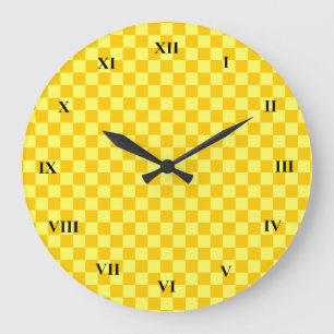 Relógio Grande Checkerboard de combinação amarela por ShirleyTa