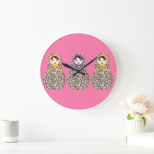 Relógio Grande Cheetah Impressão Matryoshka Wall Clock (Lar)