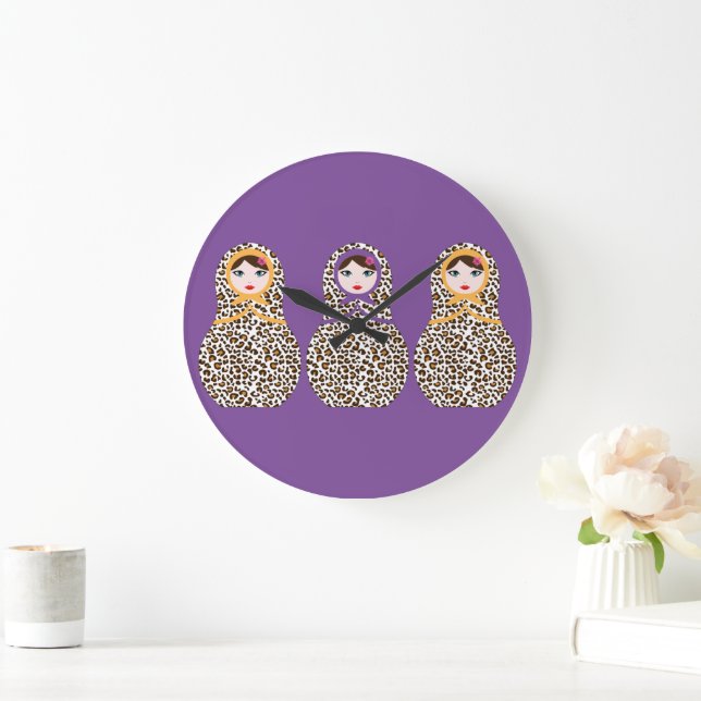 Relógio Grande Cheetah Impressão Matryoshka Wall Clock (Lar)