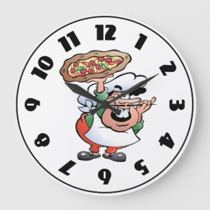 Relógio Grande Chef de Pizza Italiano Clássico Cartoon