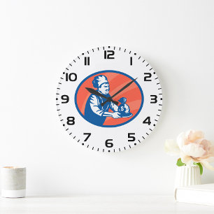 Relógio Grande Chef Detendo Dinheiro Saco Finanças Restaurantes