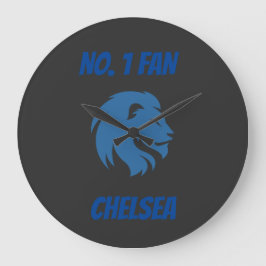 Relógio Grande Chelsea FC com imagem de leão. Personalizável.