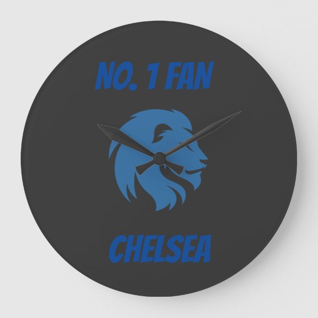 Relógio Grande Chelsea FC com imagem de leão. Personalizável. (Frente)