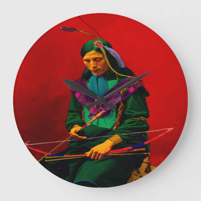 Relógio Grande Cherokee Native American Pop Art (Frente)