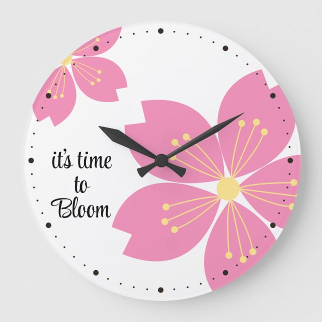 Relógio Grande Cherry Blossom Clock "Está na hora de Bloom" (Frente)