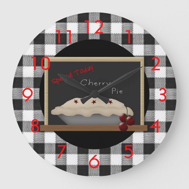 Relógio Grande Cherry Pie Diner Wall Clock (Frente)