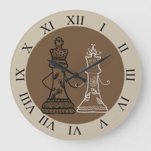 Relógio Grande Chess Couple King & Queen Wall Clock