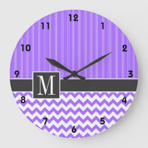 Relógio Grande Chevron roxo na moda