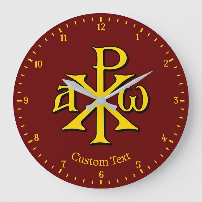 Relógio Grande Chi Rho Christograma Wall Clock (Frente)