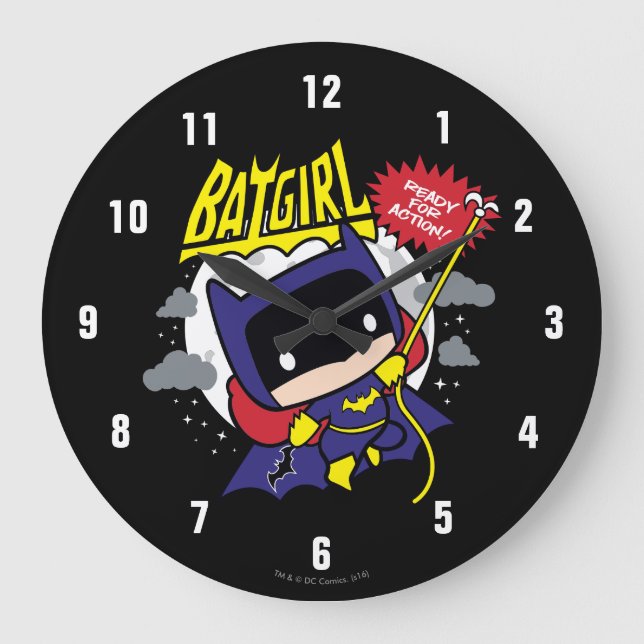 Relógio Grande Chibi Batgirl Ready For Action (Frente)