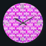 Relógio Grande Chic industrial Art Deco, violeta, orquídea, lavan<br><div class="desc">Uma Deco de Arte inspirou impressão de abstrato de chic industrial em tons de rosa orquídeo,  roxo violeta,  lavanda e mauve,  acentuados com design branco - digital</div>