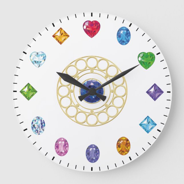 Relógio Grande Chic Jewels and Gems Themed Large Clock (Frente)