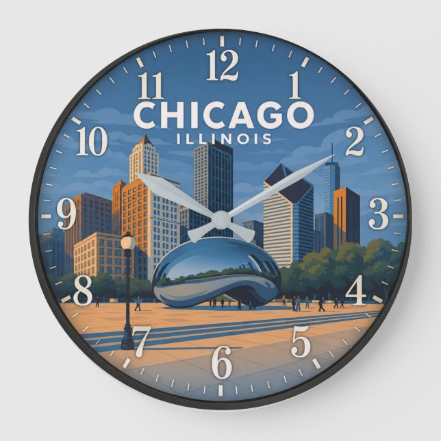 Relógio Grande Chicago Illinois Skyline  (Frente)