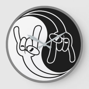 Relógio Grande Chifres de Diabo Heavy Metal Yin Yang