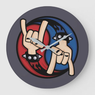 Relógio Grande Chifres de Diabo Rock and Roll Yin Yang