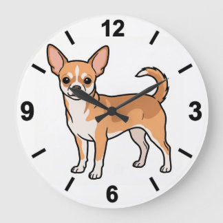 Relógio Grande Chihuahua Dog Wall Clock Cute Pet Home Decor
