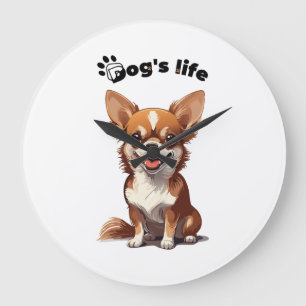 Relógio Grande Chihuahua Feliz � Design Fofo para Amantes de Cães