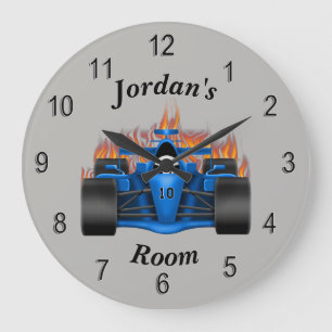 Relógio Grande Children's Clock Race Car Flames