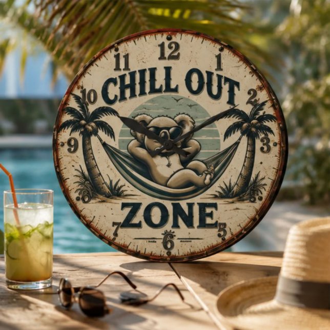 Relógio Grande Chill Out Zone Funny Koala (Criador carregado)