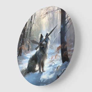 Relógio Grande Chinês Pinto Que Neve Natal