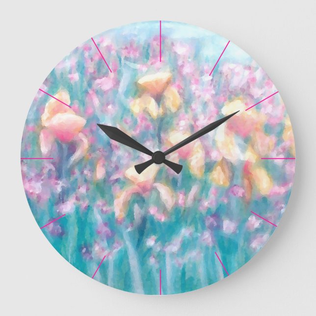 Relógio Grande Chique floral do primavera de CricketDiane do (Frente)