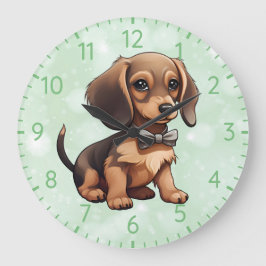 Relógio Grande Chocolate e Tan Dachshund