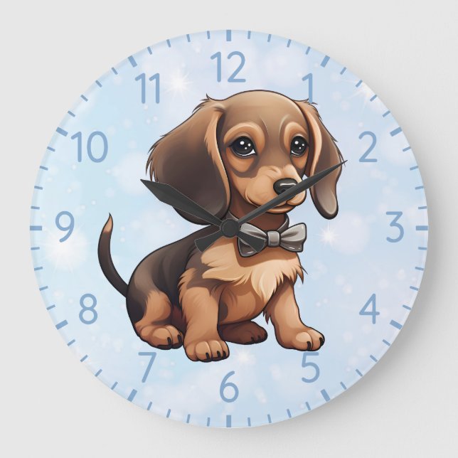 Relógio Grande Chocolate e Tan Dachshund (Frente)