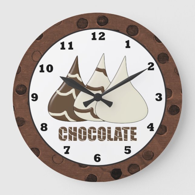 Relógio Grande Chocolate Gota doce matiz na parede (Frente)