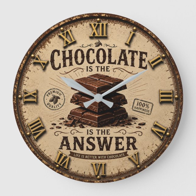 Relógio Grande  Chocolate Is the Answer Kitchen Decor for Bakers (Frente)