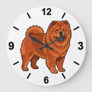 Relógio Grande Chow Chow Dog Wall Clock Fluffy Pet Decor