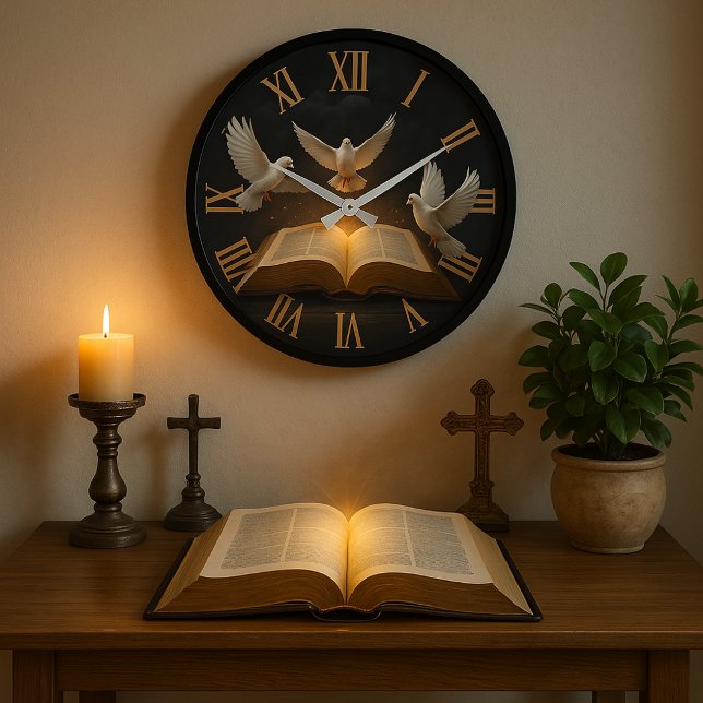 Relógio Grande Christian Holy Spirit  Bible religious home decor (Criador carregado)