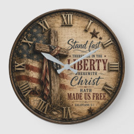 Relógio Grande Christian Liberty Galatians 5:1 Bible Verse