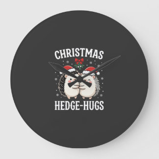 Relógio Grande Christmas Hedge-Hugs Cute Hedgehog Holiday