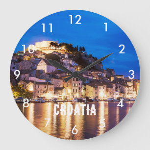 Relógio Grande Cidade croata de Sibenik à noite Notebook