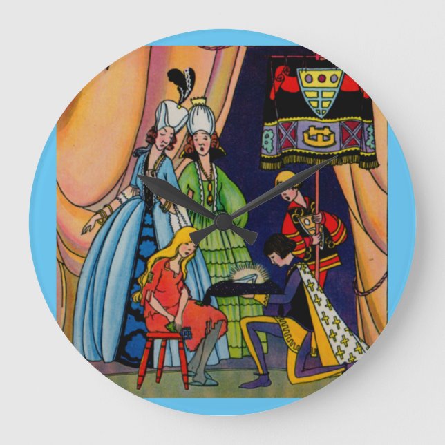 Relógio Grande Cinderela, o príncipe e o escorregador de vidro (Frente)