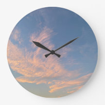 Cinza Azul Pink Pastel Cloud Wall Clock