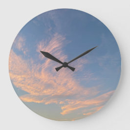 Relógio Grande Cinza Azul Pink Pastel Cloud Wall Clock