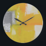 Relógio Grande cinza branco-amarelo-abstrato<br><div class="desc">cinza branco-amarelo-abstrato</div>