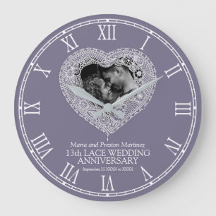 Relógio Grande cinza de corações de aniversário de casamento