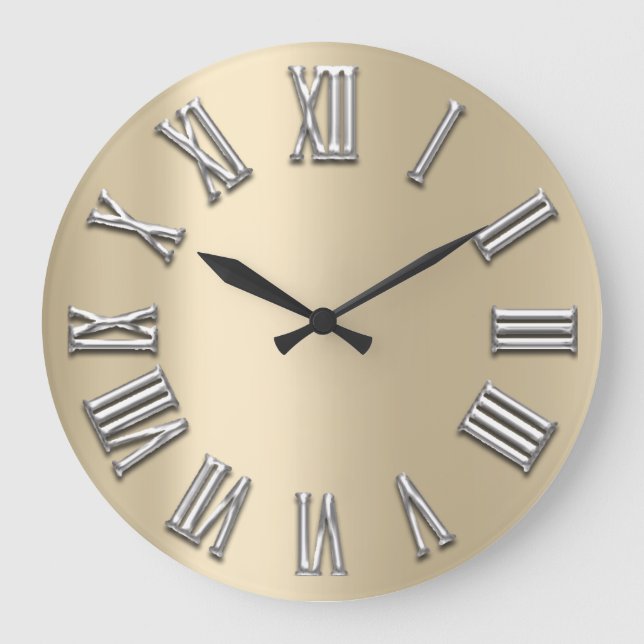 Relógio Grande Cinza De Ivory Cinza De Metal Número Romano (Frente)